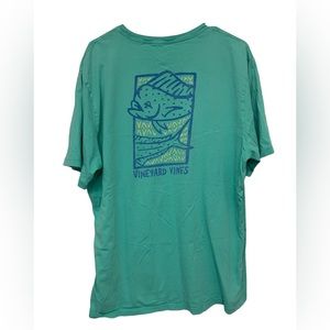 Vineyard Vines Logo Fish Short Sleeve Green Shirt Mens Size XL